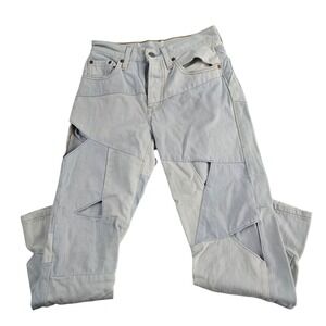 Levi's 501 Women's Premium Patchwork Distressed Cut Out Jeans Size 25 Light Wash